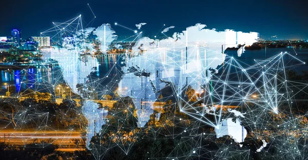 City scape en netwerk verbinding concept — Stockfoto