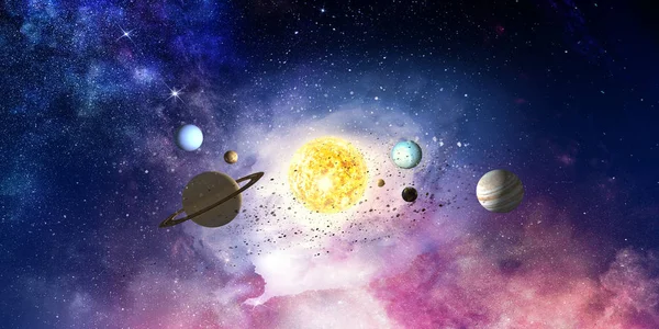 Space planets and nebula . Mixed media — Stock Photo, Image