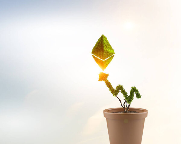 Green ethereum plant. Mixed media