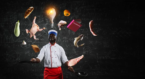 He is super chef . Mixed media — Stock Photo, Image