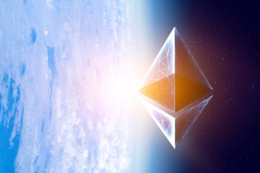 Kripto para birimi alanı. 3d render