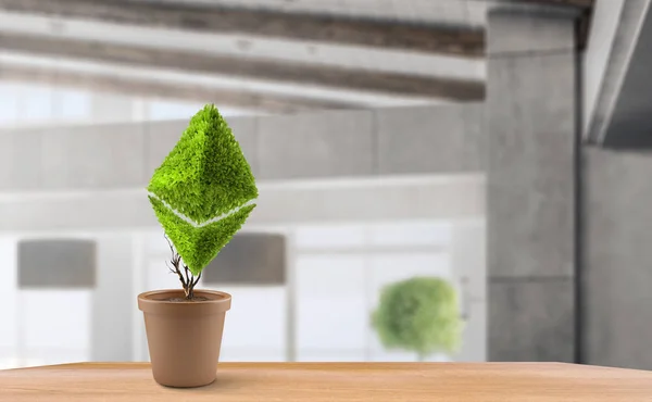 Green ethereum plant. Mixed media — Stock Photo, Image