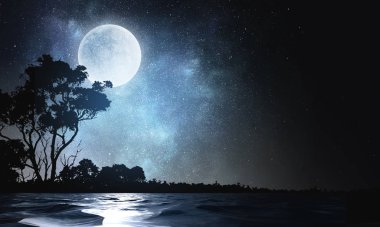 Dolunay arka planı. Karışık ortam