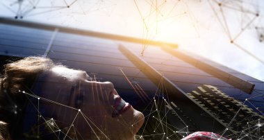 Sosyal bağlantı ve ağ. Karışık teknik