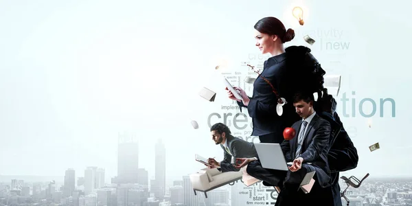 Business team concept. Mixed media — Stock Photo, Image