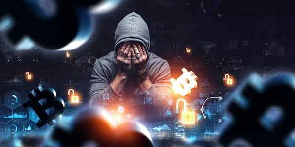 Haking i krypto värld. Blandade medier — Stockfoto