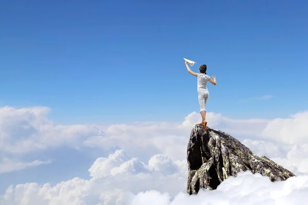 Pilot olmayı hayal etmek. Karışık ortam — Stok fotoğraf