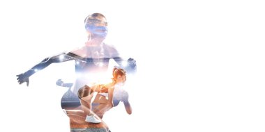 Beyaz atlet kadın. Karışık ortam