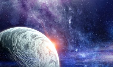 Uzay gezegenleri ve nebula. Karışık ortam