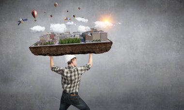 Ağır inşaat kavramı. Karışık teknik