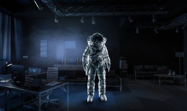 Spaceman görev için hazır. Karışık teknik