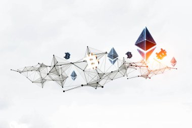 Kripto para birimi konsepti. Karışık ortam