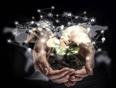 Sosyal etkileşim kavramı. 3D render