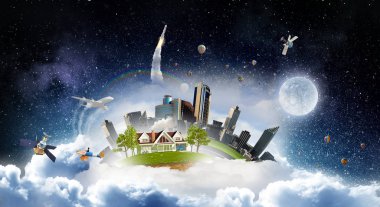 Modern yaşam kavramı . Karışık ortam