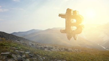 Kripto para birimi konsepti. Karışık ortam