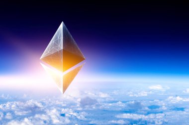 Kripto para birimi alanı. 3d render