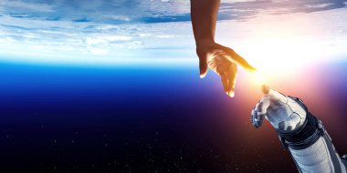 Derin uzay keşfi kavramı. Karışık ortam