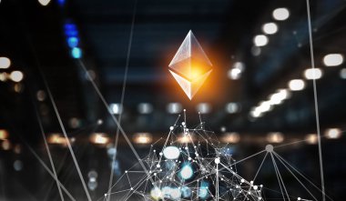 Kripto para birimi konsepti. Karışık ortam