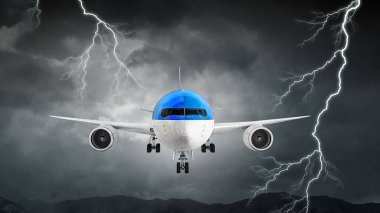 Uçak gökyüzünde. Karışık teknik