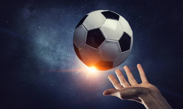 Futbol oyun topu. Karışık teknik — Stok fotoğraf
