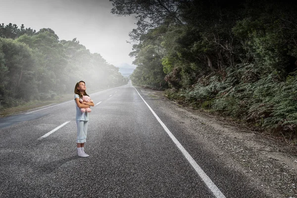 Feeling lost and lonely. Mixed media — Stock Photo, Image