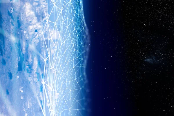 グローバル接続とネットワーク。3Dレンダリング — ストック写真