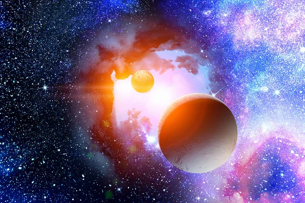 Uzay gezegenleri ve nebula. Karışık ortam — Stok fotoğraf