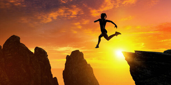 Бегунья преодолевает трудности. Смешанные медиа
