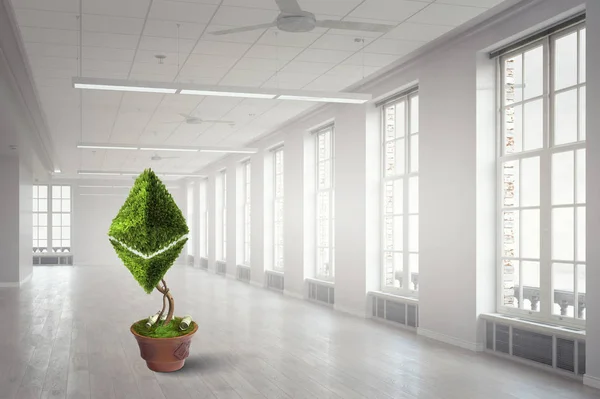 Green ethereum plant. Mixed media — Stock Photo, Image