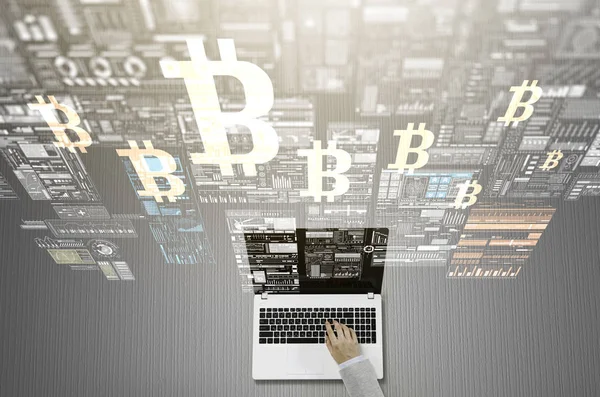 Kryptowährungshandel. Gemischte Medien — Stockfoto