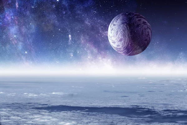 宇宙惑星と星雲。混合メディア — ストック写真