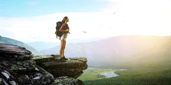 Concept de randonnée ou trekking. Techniques mixtes — Photo