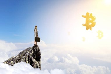 Kripto para birimi işareti. Karışık ortam