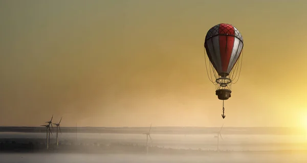 Aerostat gökyüzünde yüzüyor. Karışık ortam — Stok fotoğraf