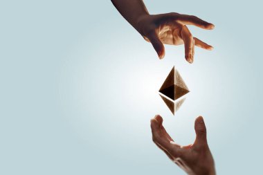 Kripto para birimi konsepti. Karışık ortam