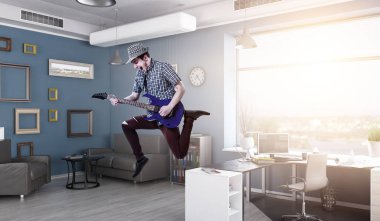 Ofis partisi konsepti. Karışık teknik