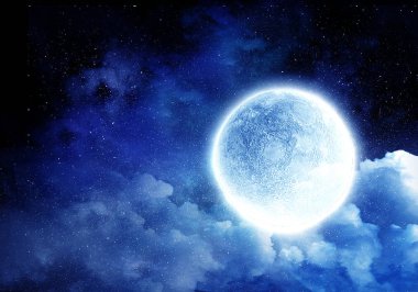 Dolunay arka planı. Karışık ortam