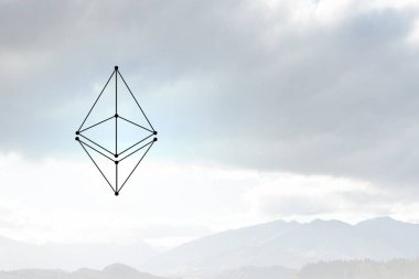 Kripto para birimi konsepti. Karışık ortam