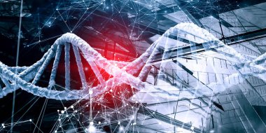 Biyoteknoloji dijital arka planı. Karışık ortam