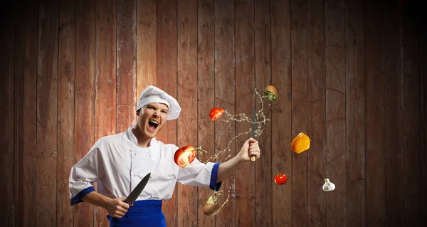 Il adore cuisiner. Techniques mixtes — Photo
