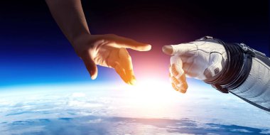 Derin uzay keşfi kavramı. Karışık ortam