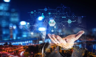 Bağlantı çizgileri ve noktalarıyla küresel ağ oluşturma ve bağlantı