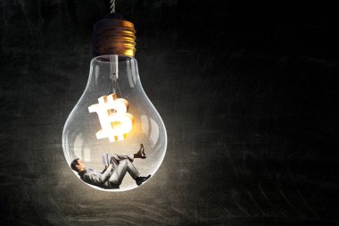 Kripto para birimi konsepti. Karışık ortam