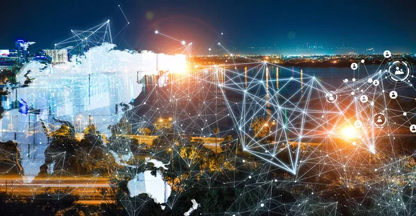 City scape en netwerk verbinding concept — Stockfoto