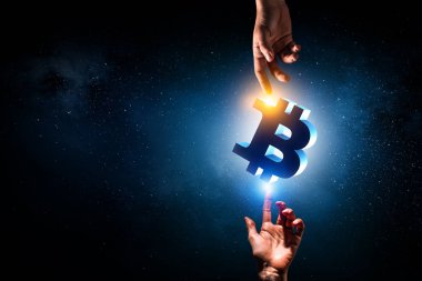 Kripto para birimi konsepti. Karışık ortam