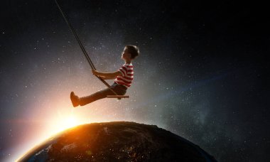 Mutlu dikkatsiz çocukluk. Karışık teknik