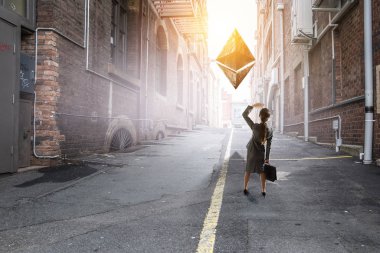 Kripto para birimi işareti. Karışık ortam