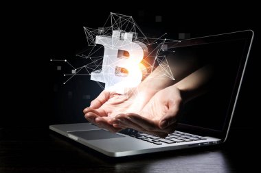 Kripto para birimi konsepti. Karışık ortam