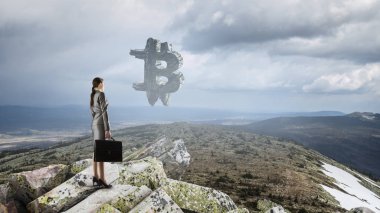 Kripto para birimi işareti. Karışık ortam