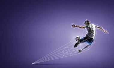 Atlayan futbolcu. Karışık ortam